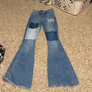 Hollister Blue Patchwork Flare Jeans